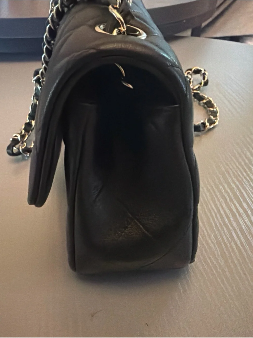 CHANEL Black Quilted Shoulder Bag with silver Hardware